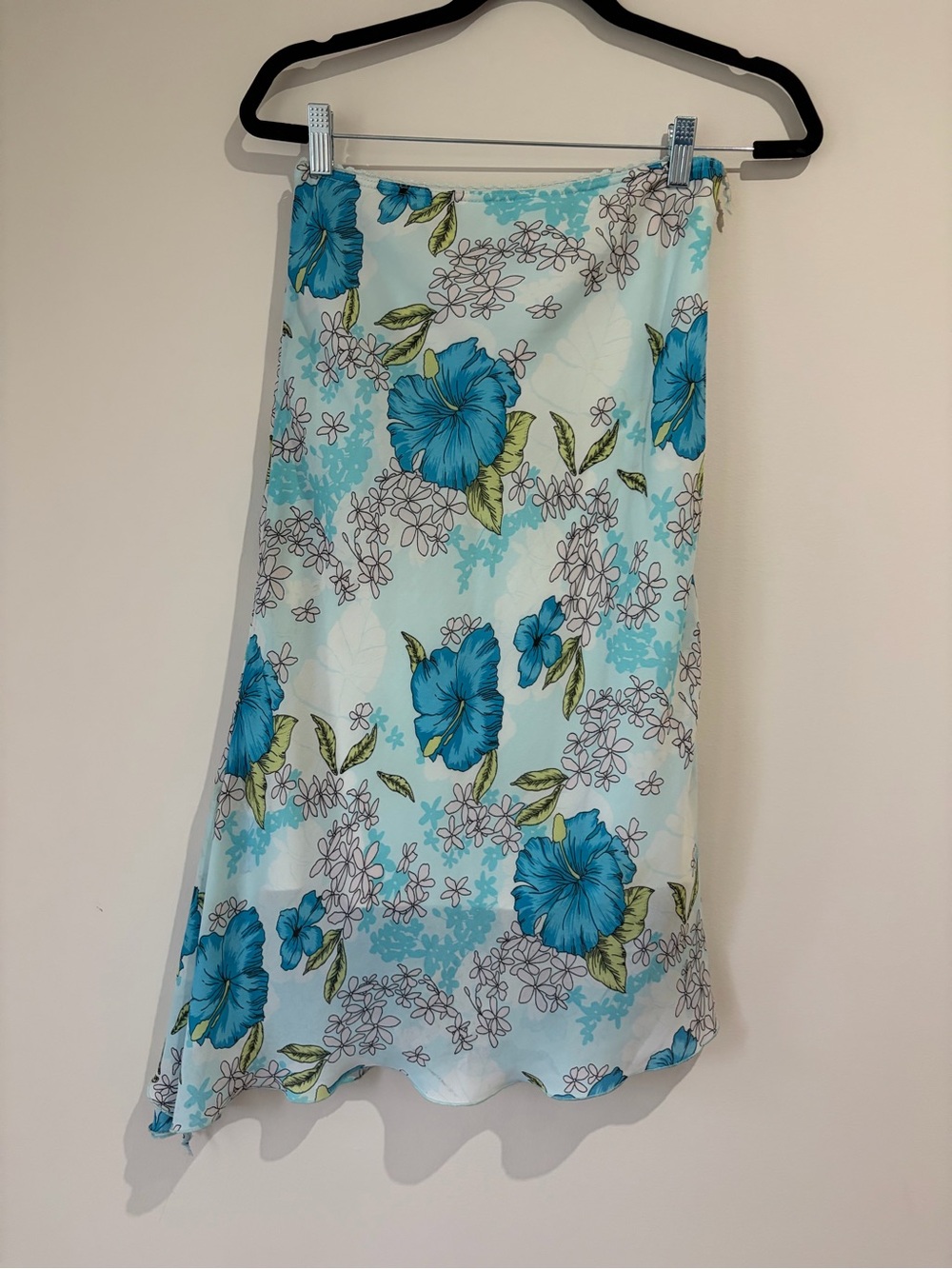 Y2K asymmetrical Hawaii Tropical Blue Floral Midi Fairy Skirt